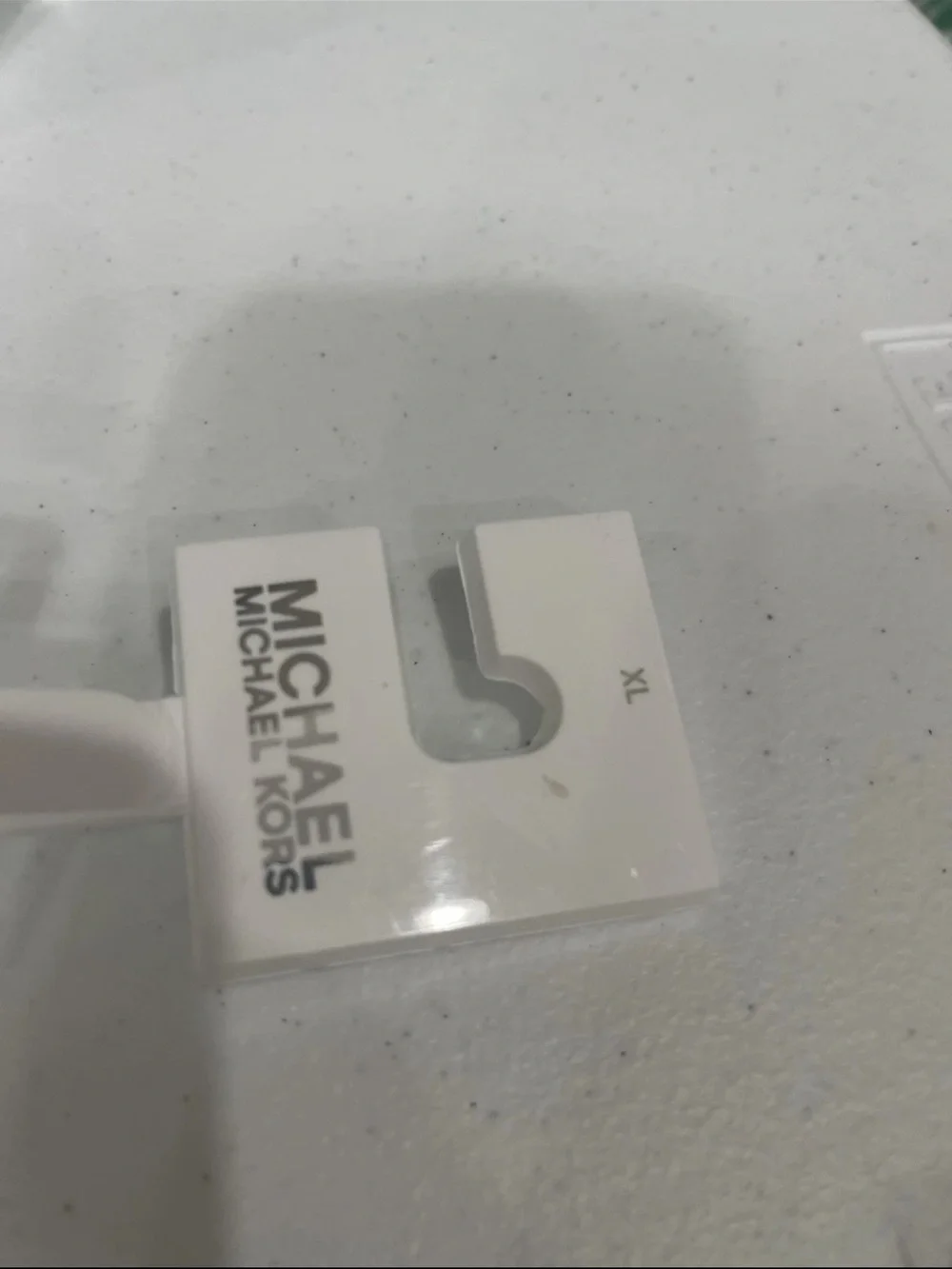 Michael Kors White Textured Leather Belt with Silver Buckle
